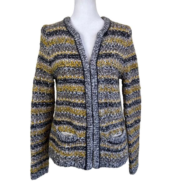 Banana Republic Sweaters - Banana Republic Sz S Chartreuse Tweed Sweater Cardigan Jacket Chunky Knit Glam